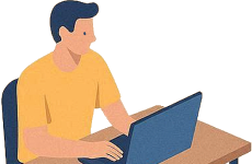 パソコンで学習する人物のイラスト